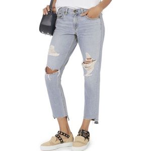 Rag & Bone Dre Slim Boyfriend Jeans Low Rise Distressed Light Wash size 24